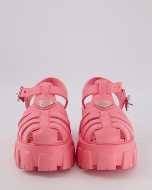 Prada Pink Rubber Platformed Monolith Sandals Size EU 39 RRP £650
