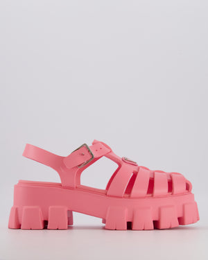 Prada Pink Rubber Platformed Monolith Sandals Size EU 39 RRP £650