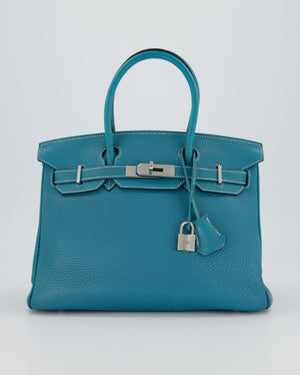 Hermès Birkin 30 Retourne Bag in Bleu Jean Togo Leather with Palladium Hardware