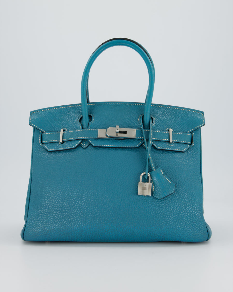 Hermès Birkin 30 Retourne Bag in Bleu Jean Togo Leather with Palladium Hardware