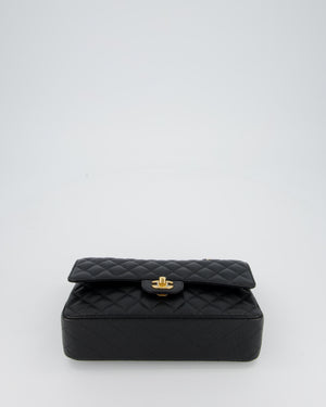 Chanel Black Medium Classic Double Flap Bag in Caviar Leather with Gold Hardware