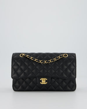 Chanel Black Medium Classic Double Flap Bag in Caviar Leather with Gold Hardware