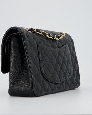 Chanel Black Medium Classic Double Flap Bag in Caviar Leather with Gold Hardware