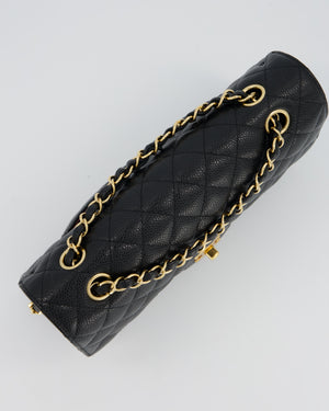 Chanel Black Medium Classic Double Flap Bag in Caviar Leather with Gold Hardware