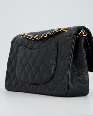 Chanel Black Medium Classic Double Flap Bag in Caviar Leather with Gold Hardware