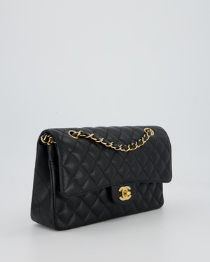 Chanel Black Medium Classic Double Flap Bag in Caviar Leather with Gold Hardware