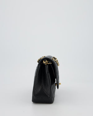 Chanel Black Medium Classic Double Flap Bag in Caviar Leather with Gold Hardware