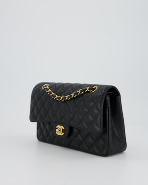 Chanel Black Medium Classic Double Flap Bag in Caviar Leather with Gold Hardware
