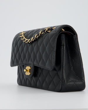 Chanel Black Medium Classic Double Flap Bag in Caviar Leather with Gold Hardware