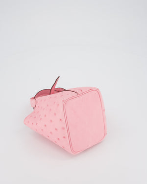 *HOT COLOUR* Hermès Micro Picotin Lock Bag in Bubblegum Pink Ostrich Leather with Palladium Hardware with matching Leather wrapped Padlock