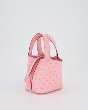 *HOT COLOUR* Hermès Micro Picotin Lock Bag in Bubblegum Pink Ostrich Leather with Palladium Hardware with matching Leather wrapped Padlock