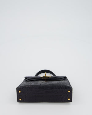 *HOT* Hermès Mini Kelly II Bag in Bleu Indigo Alligator Leather with Gold Hardware