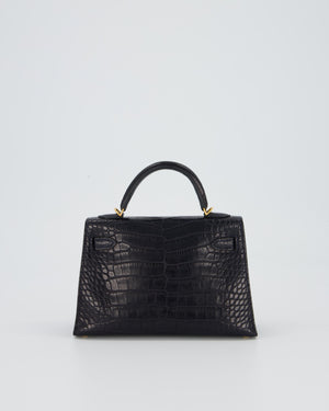 *HOT* Hermès Mini Kelly II Bag in Bleu Indigo Alligator Leather with Gold Hardware
