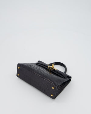 *HOT* Hermès Mini Kelly II Bag in Bleu Indigo Alligator Leather with Gold Hardware