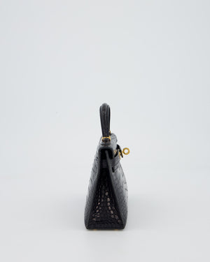 *HOT* Hermès Mini Kelly II Bag in Bleu Indigo Alligator Leather with Gold Hardware