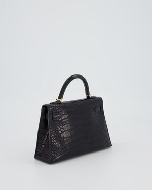 *HOT* Hermès Mini Kelly II Bag in Bleu Indigo Alligator Leather with Gold Hardware