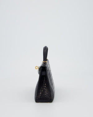 *HOT* Hermès Mini Kelly II Bag in Bleu Indigo Alligator Leather with Gold Hardware