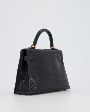 *HOT* Hermès Mini Kelly II Bag in Bleu Indigo Alligator Leather with Gold Hardware