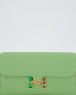 Hermès Constance To Go Bag in Green Vert Criquet Epsom Leather with Multi Colour Lizard Hardware