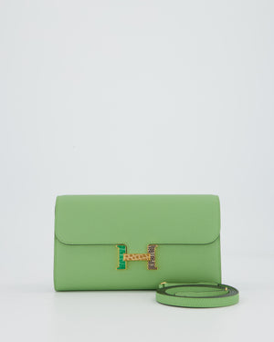 Hermès Constance To Go Bag in Green Vert Criquet Epsom Leather with Multi Colour Lizard Hardware