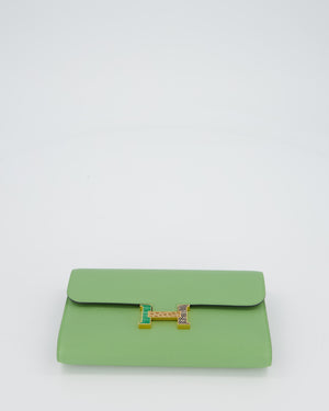 Hermès Constance To Go Bag in Green Vert Criquet Epsom Leather with Multi Colour Lizard Hardware