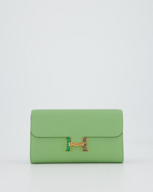 Hermès Constance To Go Bag in Green Vert Criquet Epsom Leather with Multi Colour Lizard Hardware