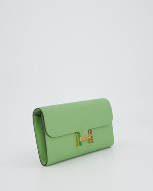 Hermès Constance To Go Bag in Green Vert Criquet Epsom Leather with Multi Colour Lizard Hardware