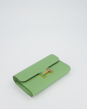 Hermès Constance To Go Bag in Green Vert Criquet Epsom Leather with Multi Colour Lizard Hardware
