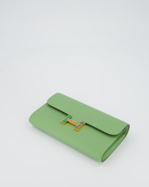 Hermès Constance To Go Bag in Green Vert Criquet Epsom Leather with Multi Colour Lizard Hardware