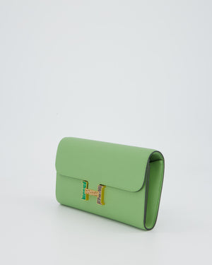 Hermès Constance To Go Bag in Green Vert Criquet Epsom Leather with Multi Colour Lizard Hardware