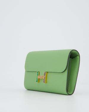 Hermès Constance To Go Bag in Green Vert Criquet Epsom Leather with Multi Colour Lizard Hardware