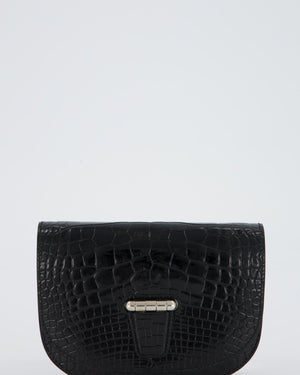 Hermès Mini Convoyeur in Black Shiny Alligator with Palladium Hardware