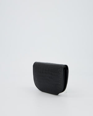Hermès Mini Convoyeur in Black Shiny Alligator with Palladium Hardware
