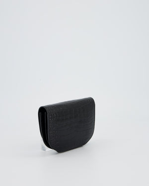 Hermès Mini Convoyeur in Black Shiny Alligator with Palladium Hardware
