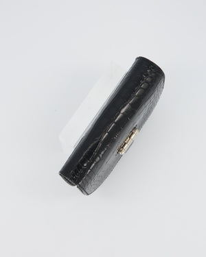 Hermès Mini Convoyeur in Black Shiny Alligator with Palladium Hardware
