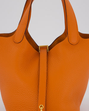 Hermès Picotin Lock 18 Bag in Orange H Taurillon Clemence Leather with Gold Hardware