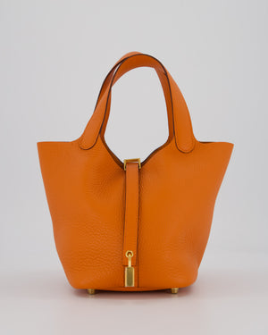 Hermès Picotin Lock 18 Bag in Orange H Taurillon Clemence Leather with Gold Hardware