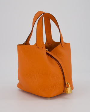 Hermès Picotin Lock 18 Bag in Orange H Taurillon Clemence Leather with Gold Hardware