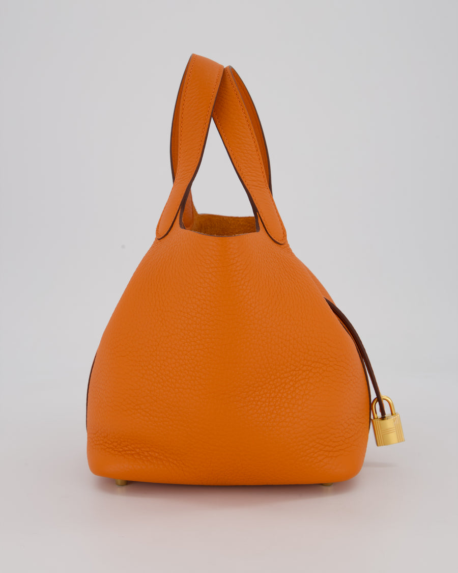 Hermès Picotin Lock 18 Bag in Orange H Taurillon Clemence Leather with Gold Hardware