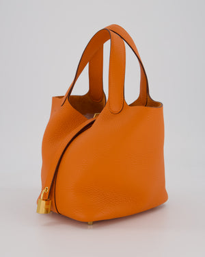 Hermès Picotin Lock 18 Bag in Orange H Taurillon Clemence Leather with Gold Hardware