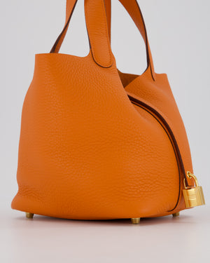 Hermès Picotin Lock 18 Bag in Orange H Taurillon Clemence Leather with Gold Hardware
