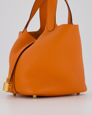 Hermès Picotin Lock 18 Bag in Orange H Taurillon Clemence Leather with Gold Hardware