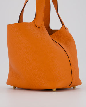 Hermès Picotin Lock 18 Bag in Orange H Taurillon Clemence Leather with Gold Hardware