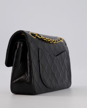 Chanel Vintage Black Small Classic Double Flap Bag in Lambskin Leather with 24K Gold Hardware