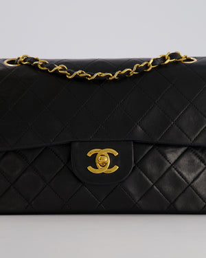 Chanel Vintage Black Small Classic Double Flap Bag in Lambskin Leather with 24K Gold Hardware