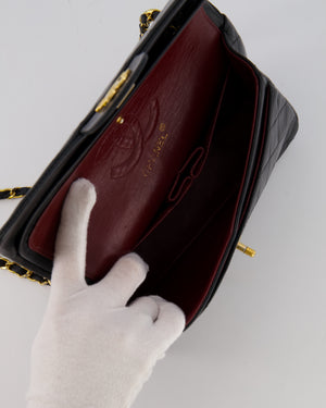 Chanel Vintage Black Small Classic Double Flap Bag in Lambskin Leather with 24K Gold Hardware