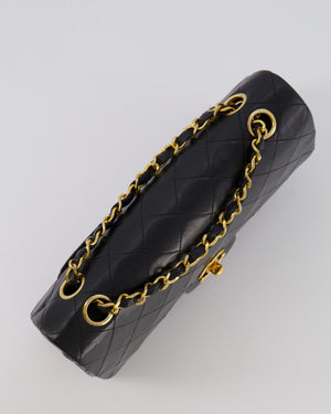 Chanel Vintage Black Small Classic Double Flap Bag in Lambskin Leather with 24K Gold Hardware