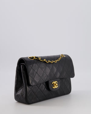 Chanel Vintage Black Small Classic Double Flap Bag in Lambskin Leather with 24K Gold Hardware