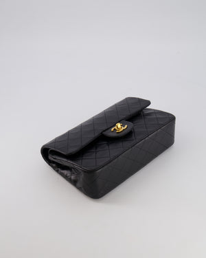 Chanel Vintage Black Small Classic Double Flap Bag in Lambskin Leather with 24K Gold Hardware