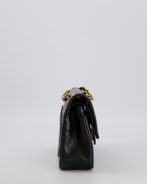 Chanel Vintage Black Small Classic Double Flap Bag in Lambskin Leather with 24K Gold Hardware